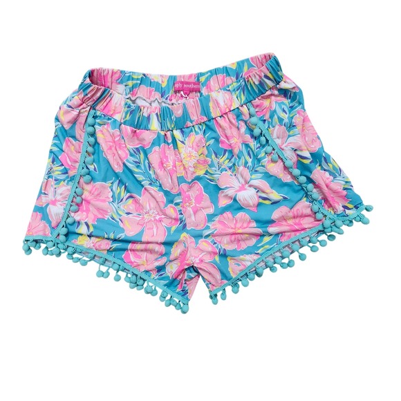Simply Southern Floral Pom Pom Shorts Elastic‎ Waist Beach Summer Fun Medium - Picture 1 of 6